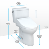 TOTO® Drake® WASHLET®+ Two-Piece Elongated 1.28 GPF Universal Height TORNADO FLUSH® Toilet with C5 Bidet Seat, Cotton White - MW7763084CEFG#01