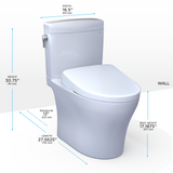 TOTO® WASHLET®+ Aquia IV® Cube Two-Piece Elongated Dual Flush 1.28 and 0.9 GPF Toilet with Auto Flush S7A Contemporary Bidet Seat, Cotton White - MW4364736CEMFGNA#01