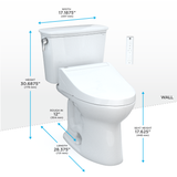 TOTO® Drake® Transitional WASHLET®+ Two-Piece Elongated 1.28 GPF Universal Height TORNADO FLUSH® Toilet with C5 Bidet Seat, Cotton White - MW7863084CEFG#01