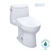 TOTO® WASHLET®+ UltraMax® II One-Piece Elongated 1.28 GPF Toilet with Auto Flush WASHLET®+ S7 Contemporary Bidet Seat, Cotton White - MW6044726CEFGA#01
