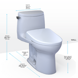 TOTO® WASHLET®+ UltraMax® II 1G® One-Piece Elongated 1.0 GPF Toilet and WASHLET®+ S7 Contemporary Bidet Seat, Cotton White - MW6044726CUFG#01