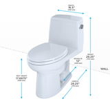 TOTO® Eco UltraMax® One-Piece Elongated 1.28 GPF ADA Compliant Toilet with Right-Hand Trip Lever, Cotton White - MS854114ELR#01