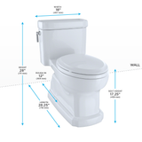 TOTO® Eco Guinevere® Elongated 1.28 GPF Universal Height Skirted Toilet with CEFIONTECT® and SoftClose Seat, Cotton White - MS974224CEFG#01