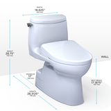 TOTO® WASHLET®+ Carlyle® II 1G® One-Piece Elongated 1.0 GPF Toilet and WASHLET®+ S7 Contemporary Bidet Seat, Cotton White - MW6144726CUFG#01