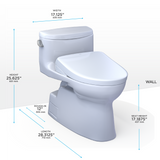 TOTO® WASHLET®+ Carolina® II One-Piece Elongated 1.28 GPF Toilet and WASHLET®+ S7 Contemporary Bidet Seat, Cotton White - MW6444726CEFG#01