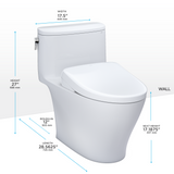 TOTO® WASHLET®+ Nexus® One-Piece Elongated 1.28 GPF Toilet with Auto Flush S7A Contemporary Bidet Seat, Cotton White - MW6424736CEFGA#01