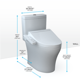 TOTO® WASHLET®+ Aquia® IV Two-Piece Elongated Universal Height Dual Flush 1.28 and 0.9 GPF Toilet and WASHLET C2 Bidet Seat, Cotton White - MW4463074CEMFGN#01