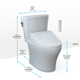 TOTO® WASHLET®+ Aquia IV® Arc Two-Piece Elongated Dual Flush 1.28 and 0.9 GPF Toilet with C5 Bidet Seat, Cotton White - MW4483084CEMFGN#01