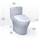 TOTO® WASHLET®+ Aquia® IV One-Piece Elongated Dual Flush 1.28 and 0.9 GPF Toilet with S7 Contemporary Electric Bidet Seat, Cotton White - MW6464726CEMFGN#01