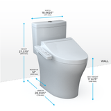 TOTO® WASHLET®+ Aquia® IV One-Piece Elongated Dual Flush 1.28 and 0.9 GPF Toilet and WASHLET C2 Bidet Seat, Cotton White - MW6463074CEMFGN#01