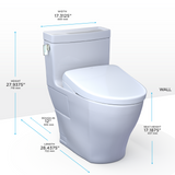 TOTO® WASHLET®+ Legato One-Piece Elongated 1.28 GPF Toilet and Contemporary WASHLET S7A Contemporary Bidet Seat, Cotton White - MW6244736CEFG#01