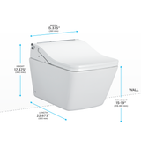 TOTO® WASHLET®+ SP Wall-Hung Square-Shape Toilet with SW Bidet Seat and DuoFit® In-Wall 1.28 and 0.9 GPF Dual-Flush Tank System, Matte Silver - CWT4494549CMFGA#MS
