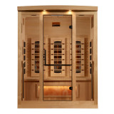 Golden Designs 3-Person Full Spectrum PureTech™ Near Zero EMF FAR Infrared Sauna with Himalayan Salt Bar (Canadian Hemlock) - GDI-8030-03 Golden Designs 3-Person Full Spectrum PureTech™ Near Zero EMF FAR Infrared Sauna with Himalayan Salt Bar (Canadian Hemlock) - GDI-8030-03