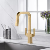 Oakland KSK1219SG Two Handles High-Arc Kitchen Faucet - Satin Gold