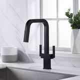 Oakland KSK1219MB Two Handles High-Arc Kitchen Faucet - Matte Black