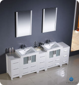 Fresca Torino FVN62-72WH-UNS 84" White Modern Double Sink Bathroom Vanity Cabinet w/ 3 Side Cabinets & Undermount Sinks - White