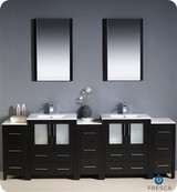 Fresca Torino FVN62-72ES-UNS 84" Espresso Modern Double Sink Bathroom Vanity Cabinet w/ 3 Side Cabinets & Undermount Sinks - Espresso