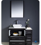 Fresca Torino FVN62-3012ES-VSL 42" Espresso Modern Bathroom Vanity Cabinet w/ Side Cabinet & Vessel Sink