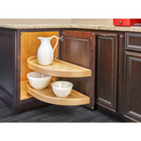 Rev-A-Shelf 33" Maple Two-Tier Half-Moon Optimizer w/ Pivot and Slide Hardware for 15" Blind Corner Cabinet Openings - LD-4NW-882-35-1