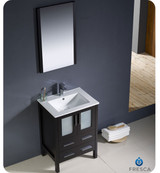Fresca Torino FVN6224ES-UNS 24" Espresso Modern Bathroom Vanity Cabinet w/ Undermount Sink & Mirror - Espresso