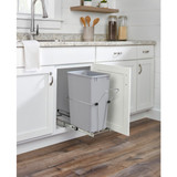 Rev-A-Shelf RUKD-1432RB-1 Undersink Chrome Steel Pullout Waste/Trash Container w/ Rear Basket Storage