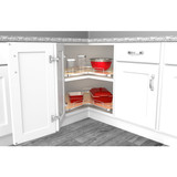 Rev-A-Shelf 53-401-32BSMP-1 Solid Surface Kidney-Shaped Lazy Susan for Corner Base Cabinet w/ Swivel Bearing