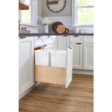 Rev-A-Shelf 4VLWCSC-1527DM-2 Wood Bottom Mount Pullout Waste/Trash Container w/ Soft-Close