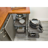 Rev-A-Shelf Orion Gray Two-Tier Elite Optimizer w/ Soft-Close for 18" Blind Corner Cabinet Openings - 53PSPE-18SC-FOG