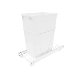 Rev-A-Shelf RV-932PB Single 30 Quart Bottom Mount Waste Container 3/4 Extension Slides - White