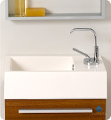 Fresca FVN8002TK Small Teak Modern Wall Hung 15'' Bathroom Vanity Cabinet W/ Tall Mirror  - Teak