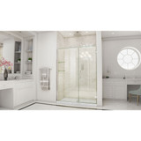 Dreamline SHDR-20537210CS-04 Unidoor 53 - 54 inch W x 72 inch H Frameless Hinged Shower Door with Shelves in Brushed Nickel