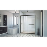 Dreamline DL6971CLC-22-09 Infinity-Z 32 inch D x 60 inch W x 74 3/4 inch H Semi-Frameless Sliding Clear Shower Door in Matte Black with Center Drain Biscuit Shower Base Kit