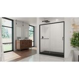 Dreamline DL6972CLL-88-09 Infinity-Z 34 inch D x 60 inch W x 74 3/4 inch H Semi-Frameless Sliding Clear Shower Door in Matte Black with Left Drain Black Shower Base Kit