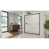 Dreamline DL6972CLC-22-09 Infinity-Z 34 inch D x 60 inch W x 74 3/4 inch H Semi-Frameless Sliding Clear Shower Door in Matte Black with Center Drain Biscuit Shower Base Kit