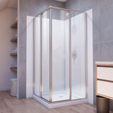 Dreamline E2813636XXQ0004 Cornerview 36 inch D x 36 inch W x 78 3/4 inch H Framed Sliding Shower Enclosure in Brushed Nickel, Shower Base, and Wall Kit in White