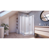 Dreamline E2813636XXQ0004 Cornerview 36 inch D x 36 inch W x 78 3/4 inch H Framed Sliding Shower Enclosure in Brushed Nickel, Shower Base, and Wall Kit in White