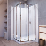 Dreamline E2813636XXQ0001 Cornerview 36 inch D x 36 inch W x 78 3/4 inch H Framed Sliding Shower Enclosure in Chrome, Shower Base, and Wall Kit in White