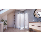 Dreamline E2813636XXQ0001 Cornerview 36 inch D x 36 inch W x 78 3/4 inch H Framed Sliding Shower Enclosure in Chrome, Shower Base, and Wall Kit in White