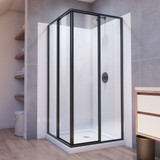 Dreamline E2813636XXQ0009 Cornerview 36 inch D x 36 inch W x 78 3/4 inch H Framed Sliding Shower Enclosure in Matte Black, Shower Base, and Wall Kit in White