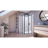 Dreamline E2813636XXQ0009 Cornerview 36 inch D x 36 inch W x 78 3/4 inch H Framed Sliding Shower Enclosure in Matte Black, Shower Base, and Wall Kit in White