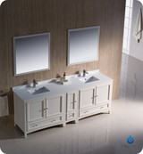 Fresca FVN20-361236AW 84" Antique White Traditional Double Sink Bathroom Vanity Cabinet w/ Side Cabinet & 2 Mirrors