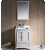 Fresca FVN2024AW 24" Antique White Traditional Bathroom Vanity Cabinet w/ Mirror