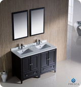 Fresca FVN20-2424ES 48" Espresso Traditional Double Sink Bathroom Vanity Cabinet w/ 2 Mirrors