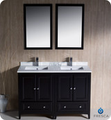 Fresca FVN20-2424ES 48" Espresso Traditional Double Sink Bathroom Vanity Cabinet w/ 2 Mirrors