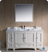 Fresca FVN20-123612AW 60" Antique White Traditional Bathroom Vanity Cabinet w/ 2 Side Cabinets & 1 Mirror