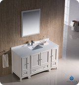 Fresca FVN20-123012AW 54" Antique White Traditional Bathroom Vanity Cabinet w/ 2 Side Cabinets & 1 Mirror