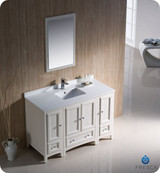 Fresca FVN20-122412AW 48" Antique White Traditional Bathroom Vanity Cabinet w/ 2 Side Cabinets & 1 Mirror