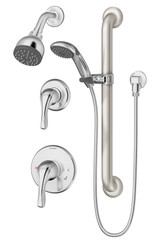 Symmons Origins Shower Faucet with Handle Valve Trim & Diverter Handle Trim & Slide Bar Handshower - Chrome - 9605PLRTRMTC