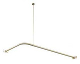 Kingston Brass CC3148 Wall Mount L Shape 62" x 28" Shower Curtain Rod with Ceiling Support - Brushed Nickel