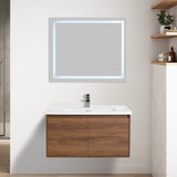 Blossom Bern 36" Wall Hung Vanity with Ceramic Sink - Brown Walnut - V8035 36 11 C